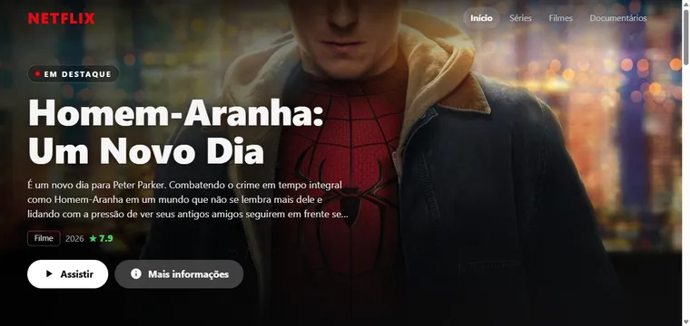 Tela do catálogo de filmes estilo Netflix com carrossel nativo e dados do TMDB